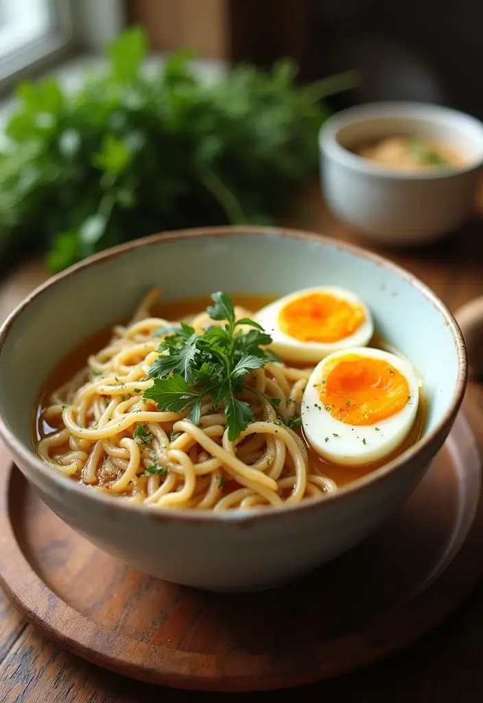 25 Chicken Ramen Recipes with Boiled Egg Perfection - 19. Garlic Herb Chicken Ramen