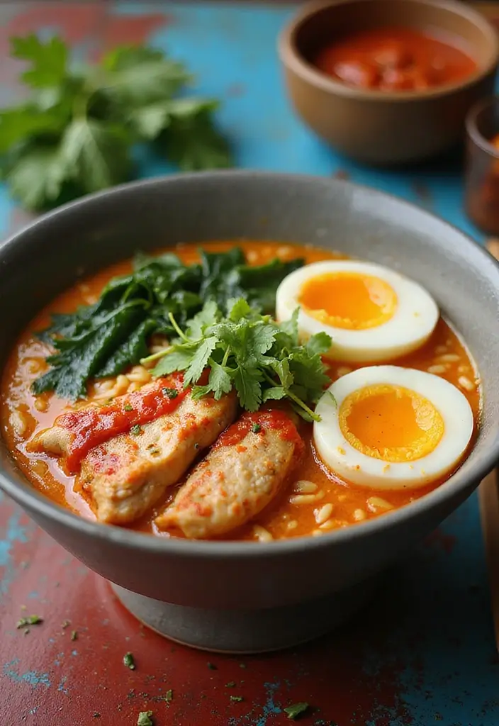 25 Chicken Ramen Recipes with Boiled Egg Perfection - 2. Spicy Chicken Ramen with Chili Oil