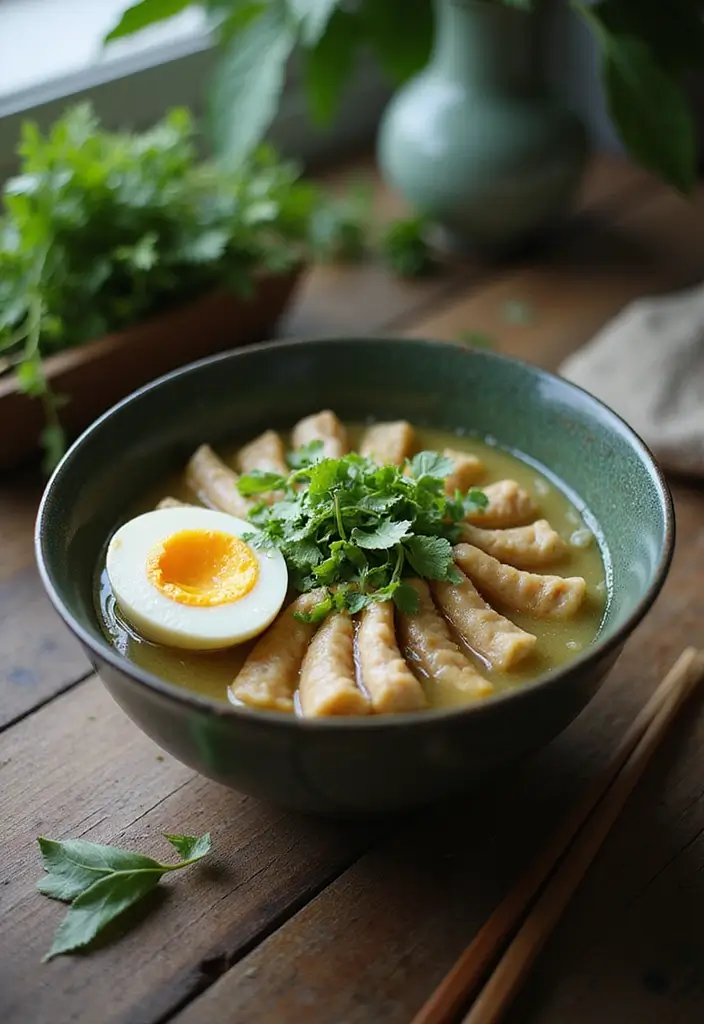25 Chicken Ramen Recipes with Boiled Egg Perfection - 24. Green Tea Chicken Ramen