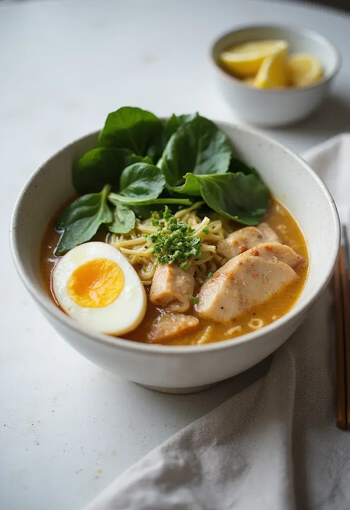 25 Chicken Ramen Recipes with Boiled Egg Perfection - 6. Lemon Ginger Chicken Ramen