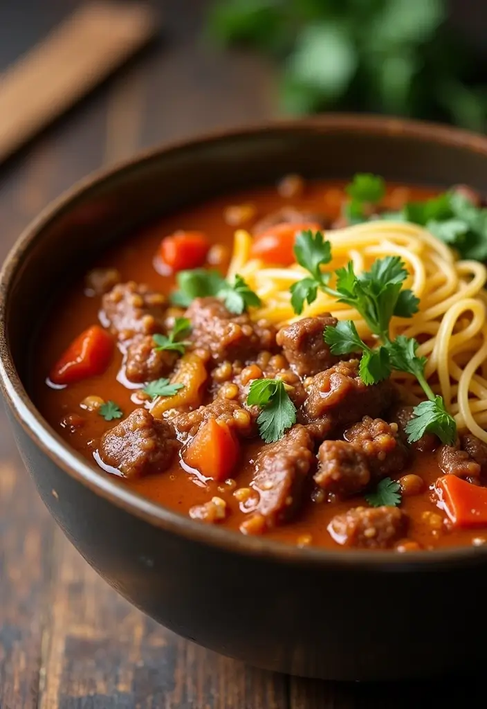 25 Ground Beef Ramen Skillet Recipes from 12 Tomatoes 45 25 Ground Beef Ramen Skillet Recipes from 12 Tomatoes - 9. Beef Ramen Chili