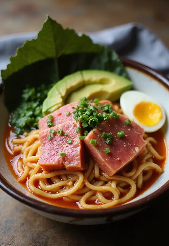 25 Pescatarian Ramen Recipes Full of Fresh Seafood Flavor 130 25 Pescatarian Ramen Recipes Full of Fresh Seafood Flavor - 24. Spicy Tuna and Avocado Ramen