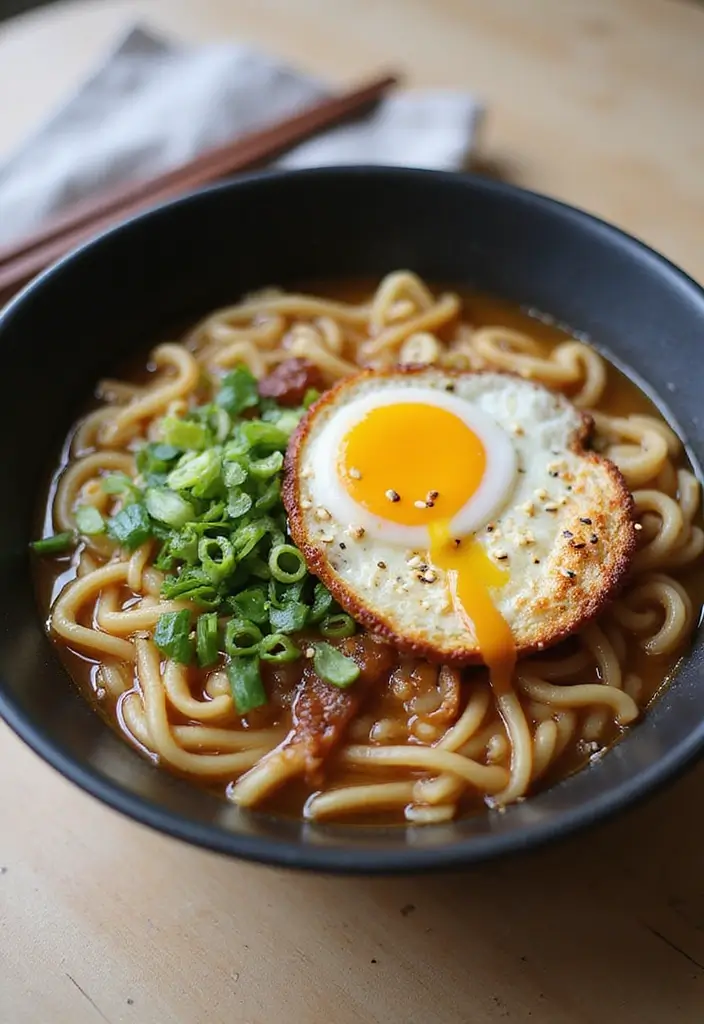 25 Ramen Noodle Recipes with Egg for Extra Protein and Creaminess 27 25 Ramen Noodle Recipes with Egg for Extra Protein and Creaminess - 5. Sesame Soy Ramen with Fried Egg