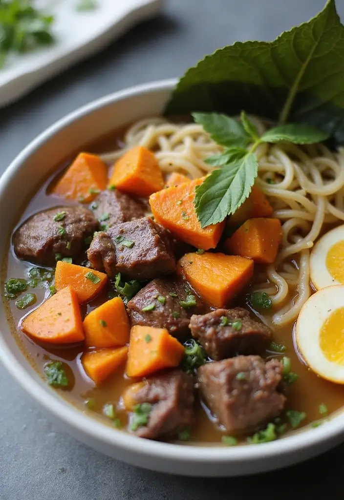 26 Beef Ramen Noodle Recipes for Instant Pot Lovers 68 26 Beef Ramen Noodle Recipes for Instant Pot Lovers - 16. Beef Ramen with Sweet Potatoes