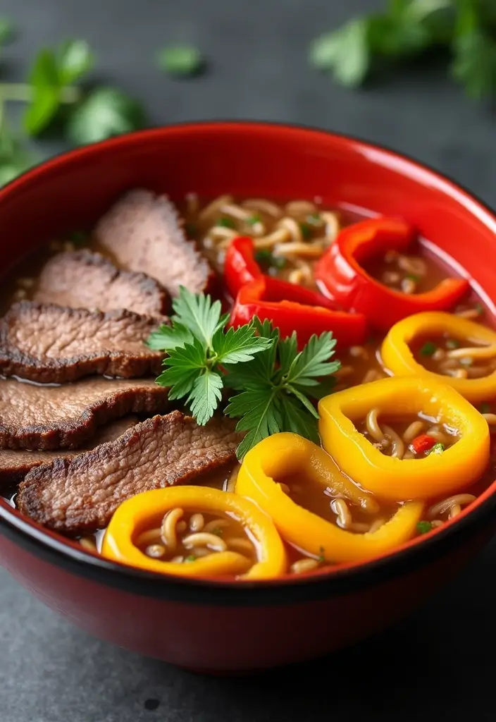 26 Beef Ramen Noodle Recipes for Instant Pot Lovers 71 26 Beef Ramen Noodle Recipes for Instant Pot Lovers - 17. Beef Ramen with Bell Peppers
