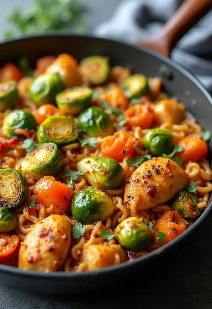 26 Chicken Ramen Noodle Casserole Recipes for Family Dinners 82 26 Chicken Ramen Noodle Casserole Recipes for Family Dinners - 16. One-Pan Chicken Ramen Casserole with Brussels Sprouts