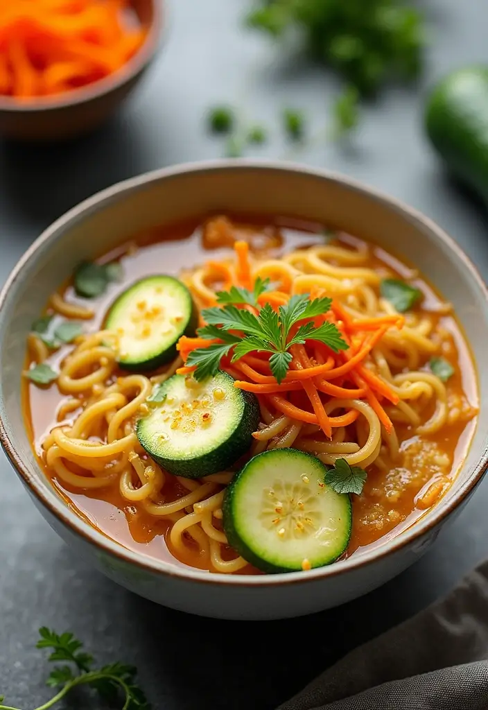 27 Cozy Vegan Winter Ramen Recipes to Keep You Warm and Full 52 27 Cozy Vegan Winter Ramen Recipes to Keep You Warm and Full - 10. Zucchini & Carrot Ramen Noodle Soup