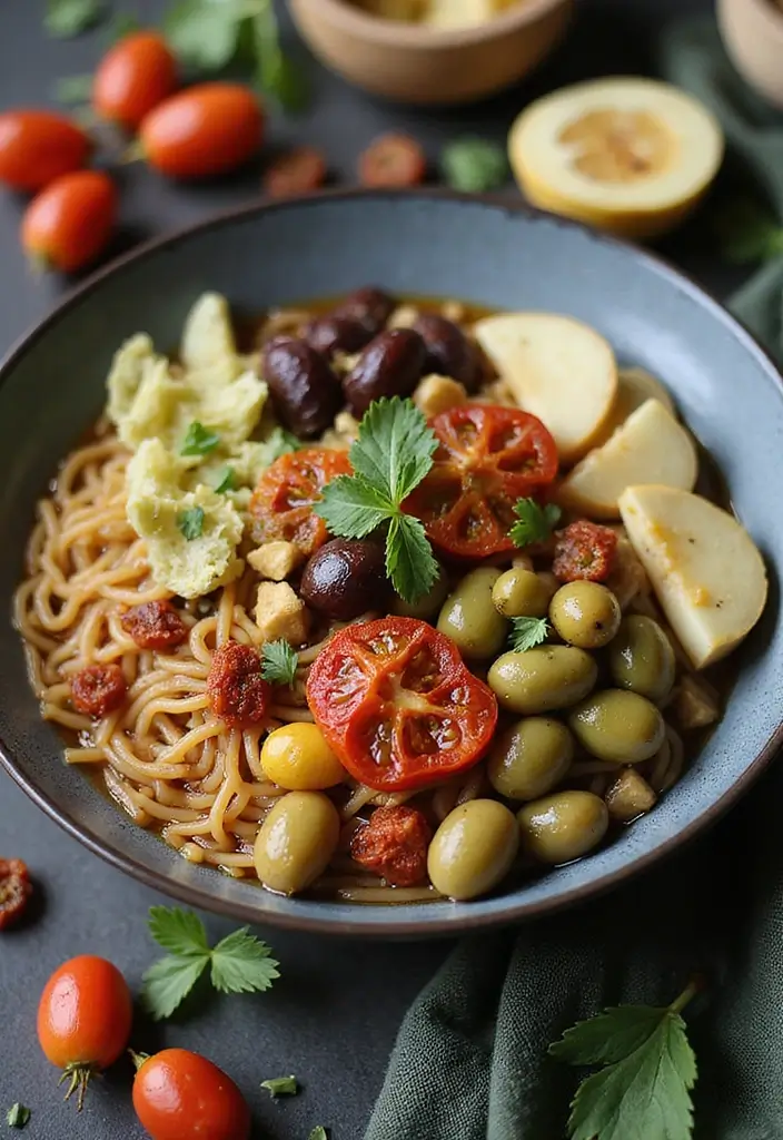 27 Cozy Vegan Winter Ramen Recipes to Keep You Warm and Full 118 27 Cozy Vegan Winter Ramen Recipes to Keep You Warm and Full - 22. Mediterranean Ramen Bowl