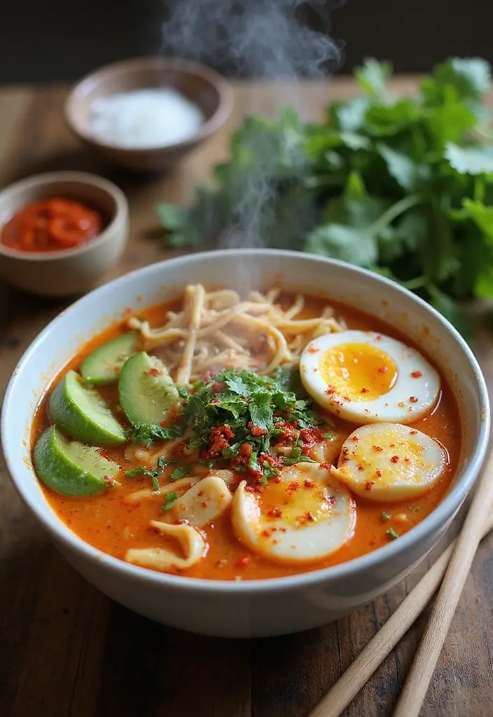 27 Creamy Ramen Noodle Recipes with Coconut Milk 2 27 Creamy Ramen Noodle Recipes with Coconut Milk - 2. Spicy Coconut Ramen