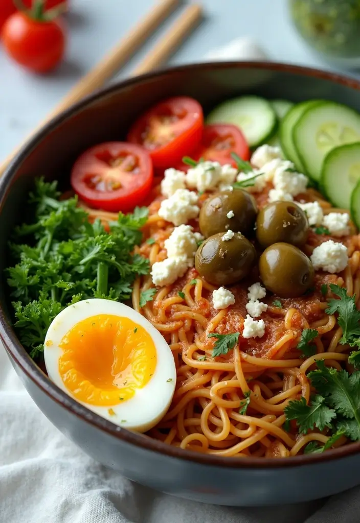 27 Top Ramen Recipes Perfect for Any Meal of the Day - 26. Mediterranean Ramen Bowl