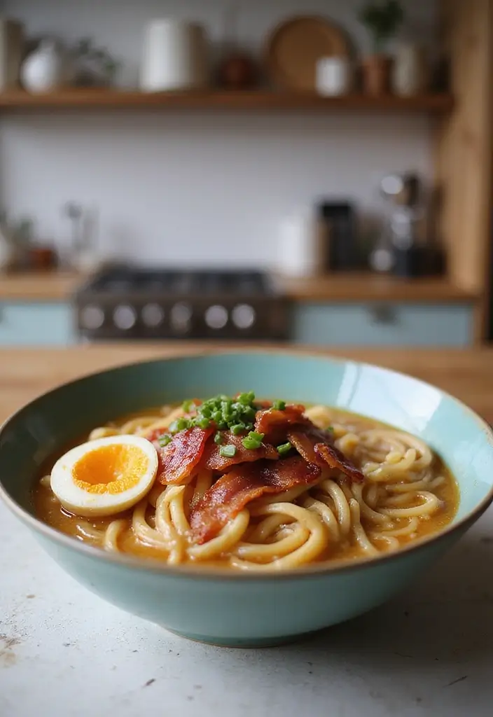 28 Creamy Ramen Noodle Recipes for Cozy Evenings 76 28 Creamy Ramen Noodle Recipes for Cozy Evenings - 16. Creamy Maple Bacon Ramen