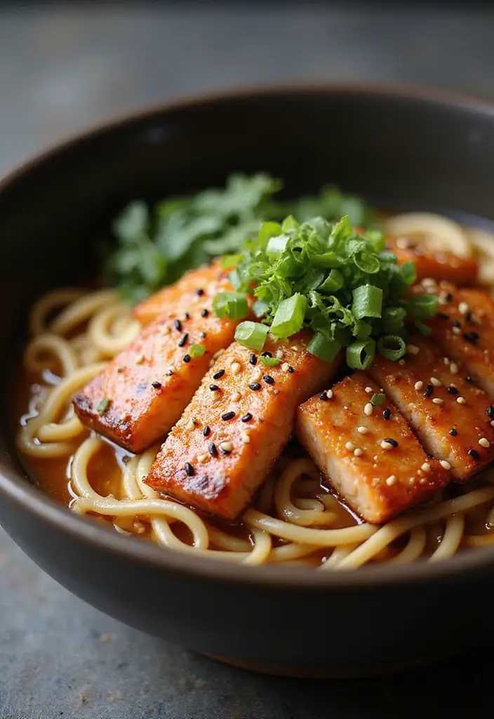 30+ Cup of Noodles Hacks and Ramen Recipes Worth Trying - 11. Teriyaki Salmon Ramen