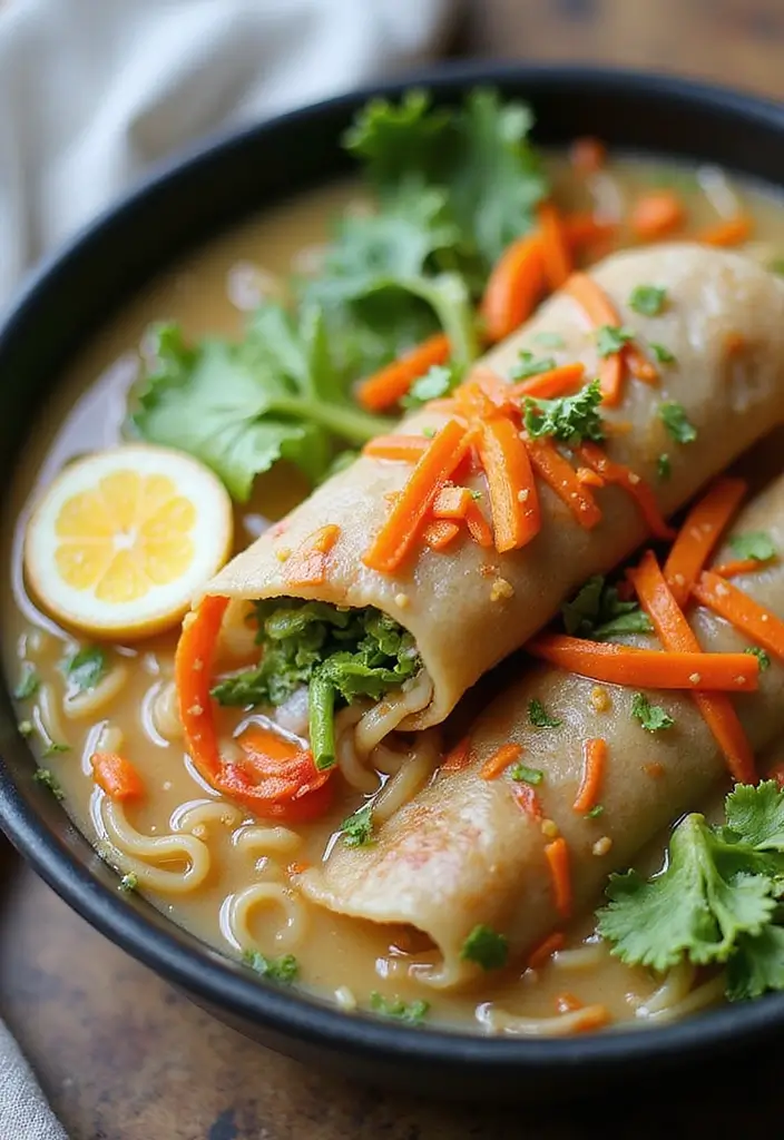 30+ Cup of Noodles Hacks and Ramen Recipes Worth Trying - 27. Veggie Spring Roll Ramen