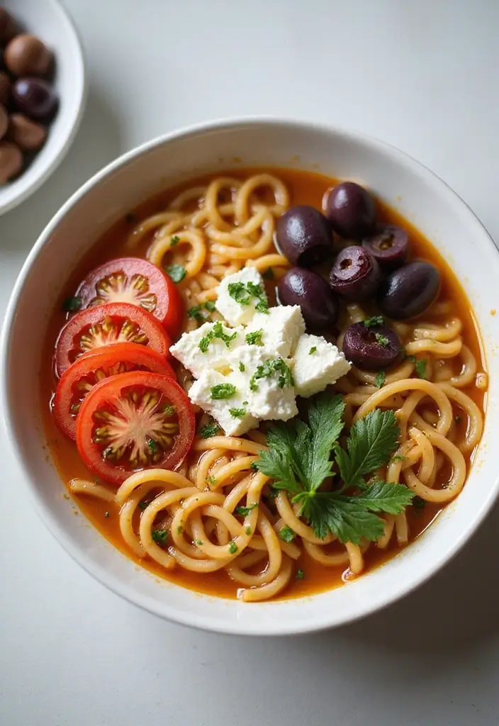 30+ Cup of Noodles Hacks and Ramen Recipes Worth Trying - 8. Mediterranean Ramen