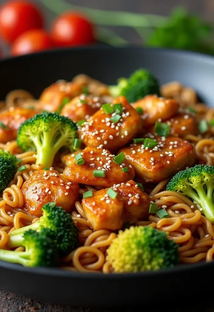 30+ Ramen Skillet Recipes for Quick Weeknight Dinners 50 30+ Ramen Skillet Recipes for Quick Weeknight Dinners - 12. Honey Garlic Chicken Ramen Skillet