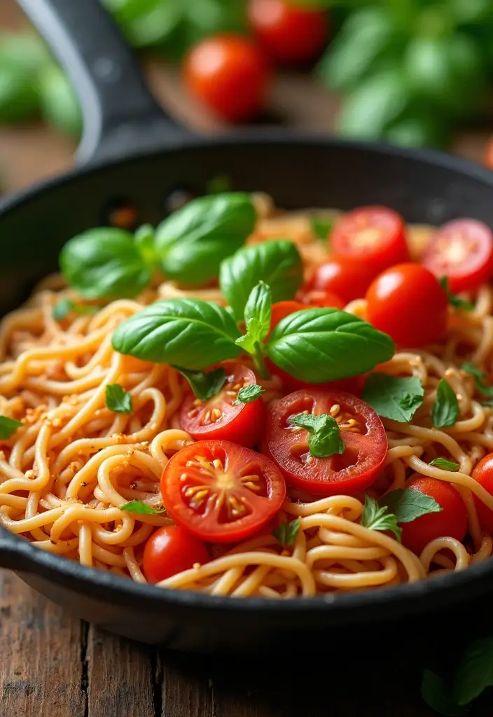 30+ Ramen Skillet Recipes for Quick Weeknight Dinners 57 30+ Ramen Skillet Recipes for Quick Weeknight Dinners - 13. Tomato Basil Ramen Skillet