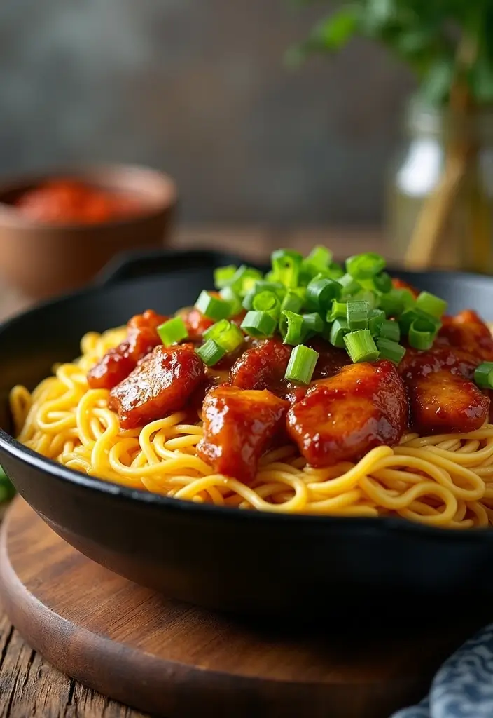 30+ Ramen Skillet Recipes for Quick Weeknight Dinners 27 30+ Ramen Skillet Recipes for Quick Weeknight Dinners - 7. BBQ Chicken Ramen Skillet