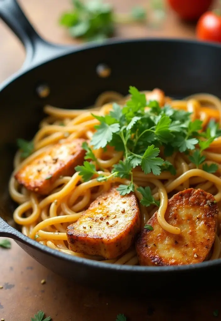 30+ Ramen Skillet Recipes for Quick Weeknight Dinners 34 30+ Ramen Skillet Recipes for Quick Weeknight Dinners - 8. Pesto Chicken Ramen Skillet