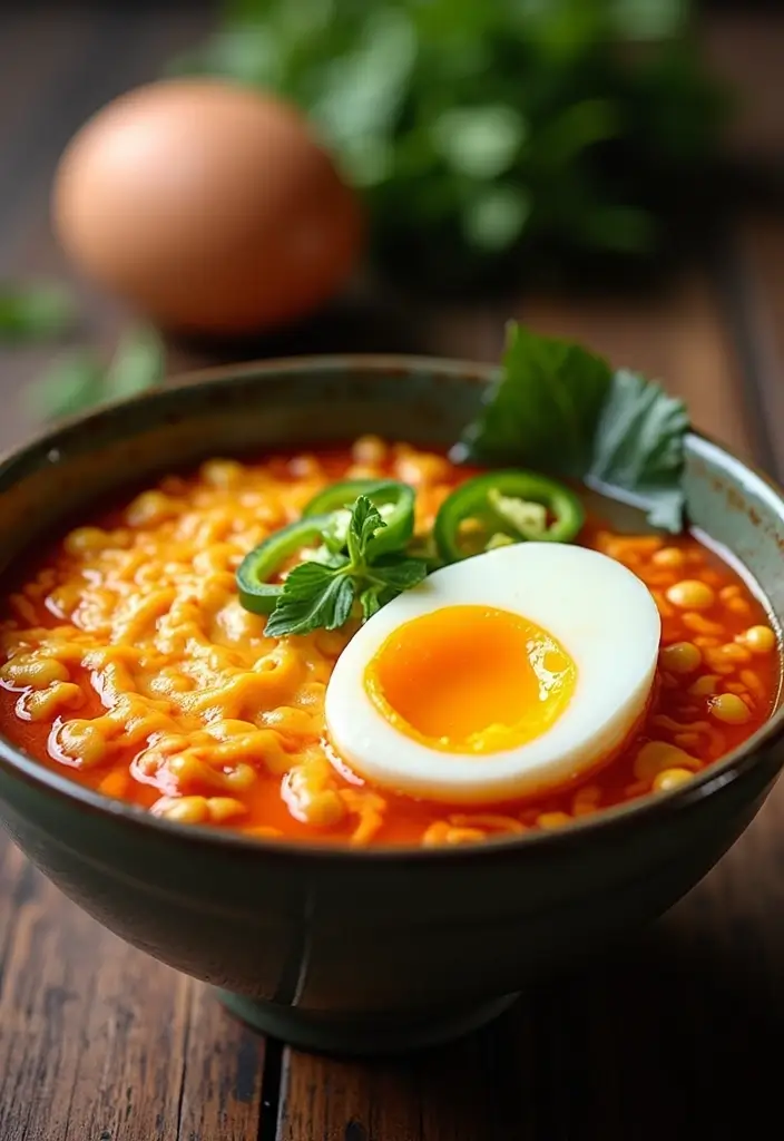 30+ Spicy Ramen Recipes with Egg That Bring the Heat 32 30+ Spicy Ramen Recipes with Egg That Bring the Heat - 6. Cheesy Spicy Ramen